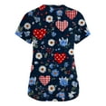 thumbnail image 3 of Stichou Womens Valentines Scrub Tops Plus Size Love Heart Print Happy Short Sleeve Nurse Uniforms Soft V Neck Casual Clothes with Pockets Dark Blue 4XL, 3 of 5