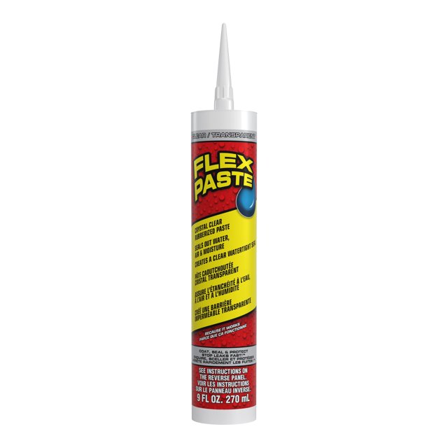 Flex Pâte - Pâte Imperméable Caoutchoutée Tout Usage; Réparations Intérieures et Extérieures; Répand, Forme, Forme et Scelle les Interstices, Fissures, Trous; à Peindre; Idéal pour Toitures, Fondation, Cloison Sèche, Transparent, 9 fl oz (270 ml)