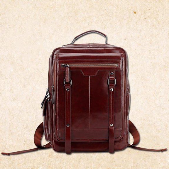 Fashion large-capacity portable leather backpack,Brown