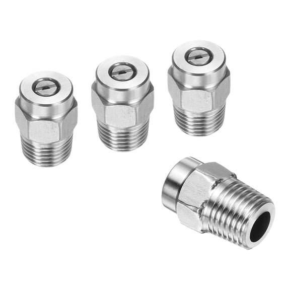 Uxcell 4pcs Surface Clean Tip 50 Degree 1/4 Inch NPT Male 1.514 Orifice 4000 PSI Stainless Steel Threaded Pressure Washer Spray Nozzles for Water gun Water Broom