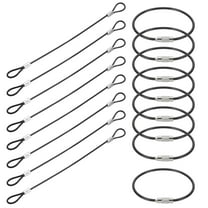 0.6Ft(8 Inch) Safety Cable Lock, 8 Pcs 0.08 Dia Braided Stainless Steel Coated Security Cable Luggage Lock Wire Rope with Double Loop for Luggage Bicycles Doors Packages, Black