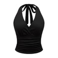 thumbnail image 3 of COMVALUE Womens Halter Tank Tops Double Lined Basic Cami Shirts Sexy Backless Y2K Trendy Going Out Tops Black S, 3 of 6