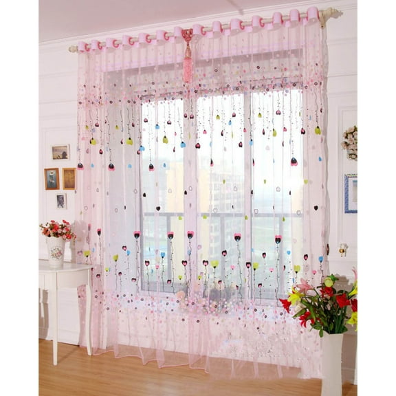 NSESSHome Beautiful Flower Pattern Sheer Door Balcony Window Screen Curtain Tulle Panel Voile Decorative