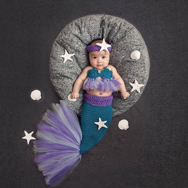 Bebé sirena en forma de traje accesorios de fotografía acrílico foto traje Tmvgtek Para estrenar