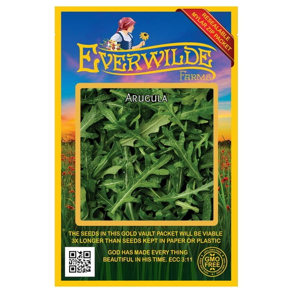 Everwilde Farms - 2000 Arugula Herb Seeds - Gold Vault Jumbo Bulk Seed Packet