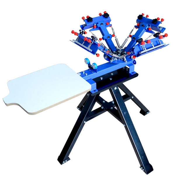 INTBUYING Micro-Registration 4 Color 1 Station Screen Printing Machine with with Floor Stand