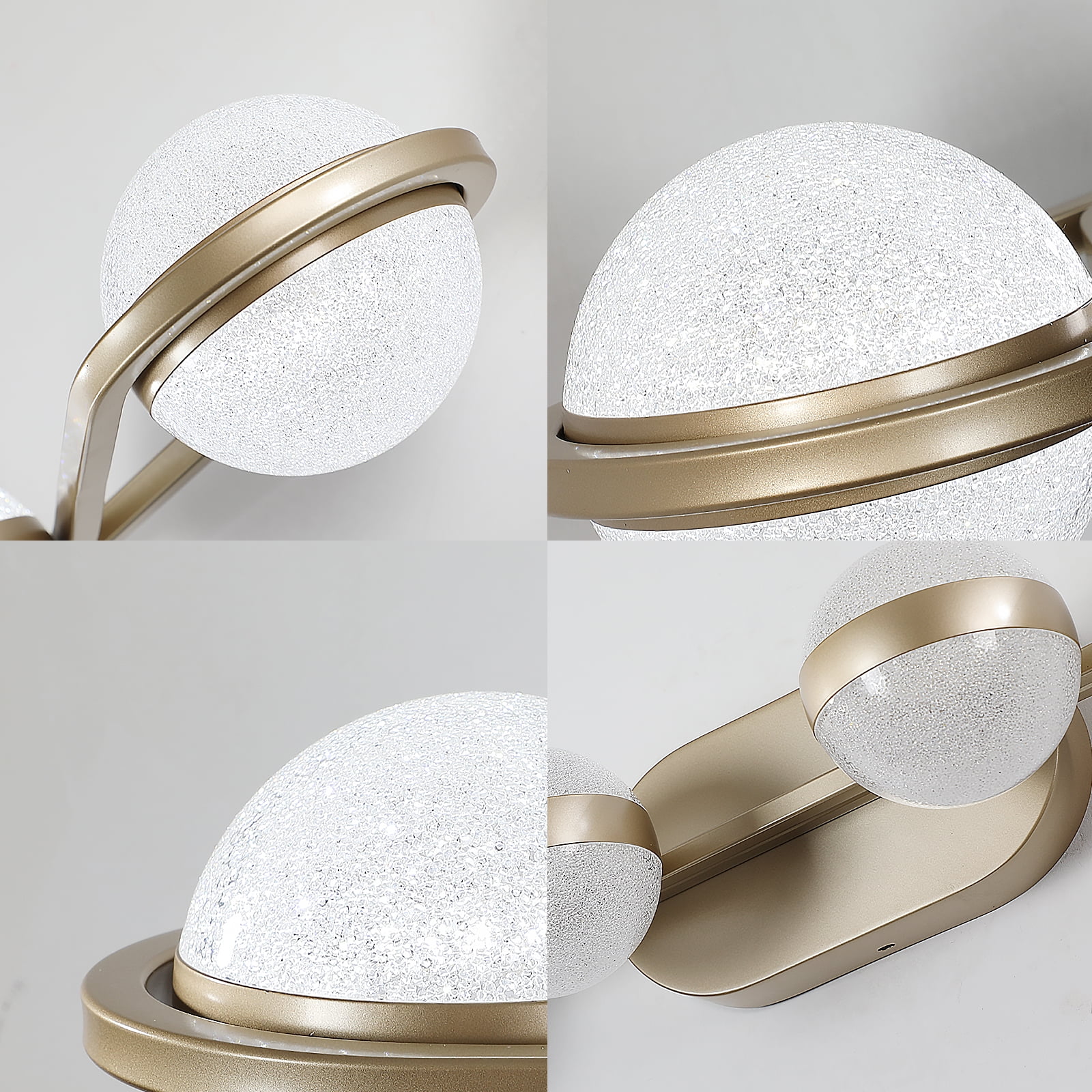 43" Gold Minimalist LED Bathroom Vanity Light with Crystal Sand Acrylic Shades, 6-Light Wall Mounted Decorative Lighting Fixture, Suitable for Bathroom Vanity Mirror