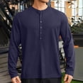 thumbnail image 3 of gbyLJF Men's Slim Fit Deep V-Neck T-Shirt Casual Basic Button Long Sleeve Tee Shirt Solid Color Gym Workout Tops, 3 of 8