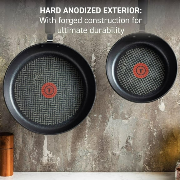 Hard Anodized Nonstick Fry Pan Set 2 Piece, 8, 10 Inch, Oven Broiler Safe 400F, Kitchen, Cookware, Pots and Pans Set Non Stick, Frying Pans, Dishwasher Safe, Black