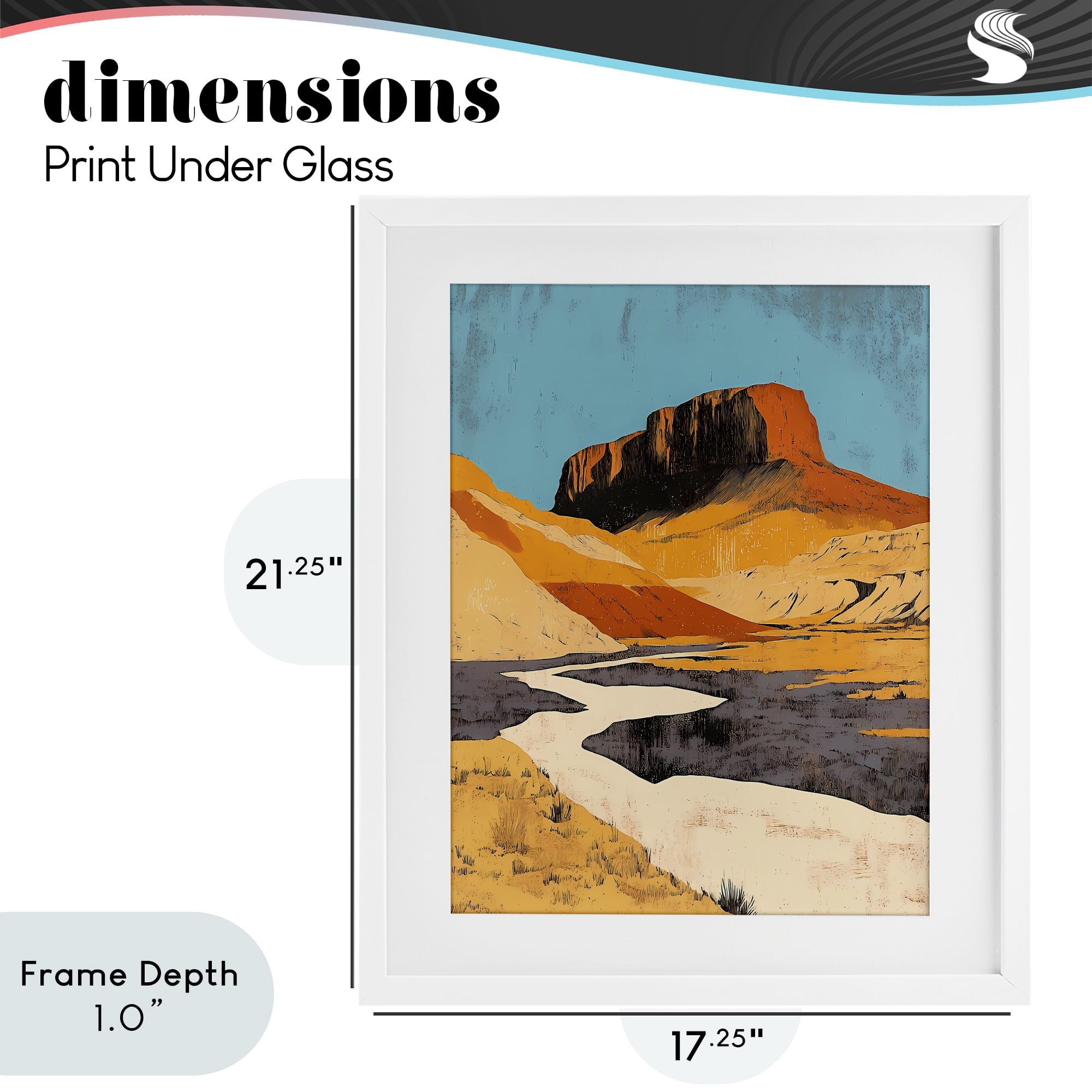 Stupell Industries Vintage Canyon Pass White Framed Print Under Glass, design by Walker Noble