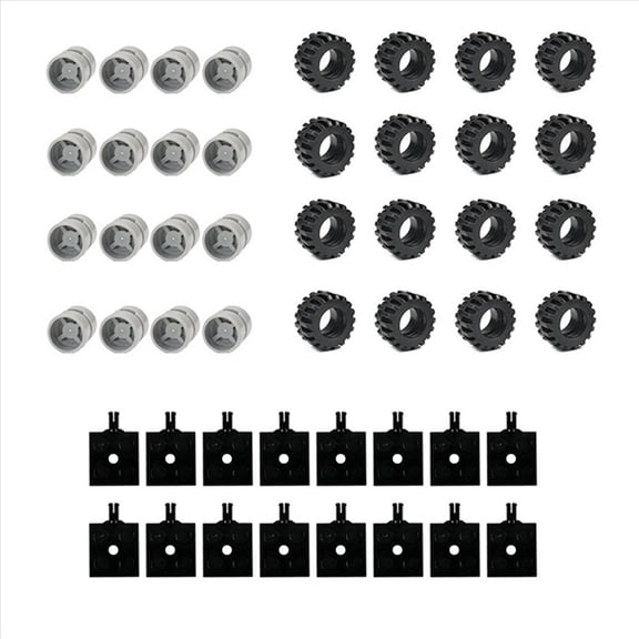 48PCS Mini Wheel Axles Pack Block Car Accessories Tyre Hub Classic Building Bricks Children DIY Toys Blocks for Kids