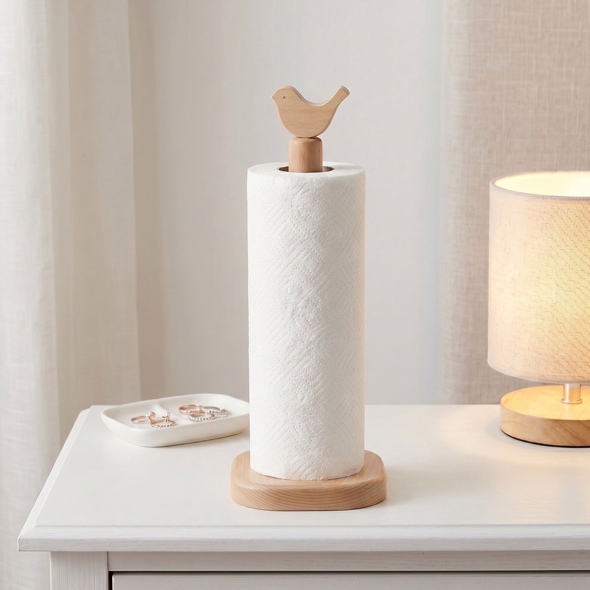 Unique Bargains Paper Towel Holder Countertop Non Slip Base Dispenser Bird 13.2x5.1inch