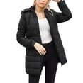 thumbnail image 1 of Gibobby Chamarras para mujer, Chamarra acolchada ligera con capucha para mujer, plegable, con capucha(Negro,M), 1 of 5