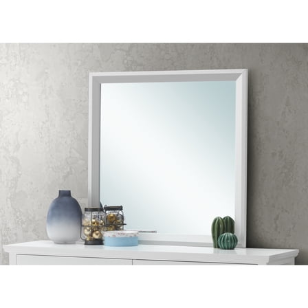 Modern Wall Mirror for Bedroom, White, 36" x 36"