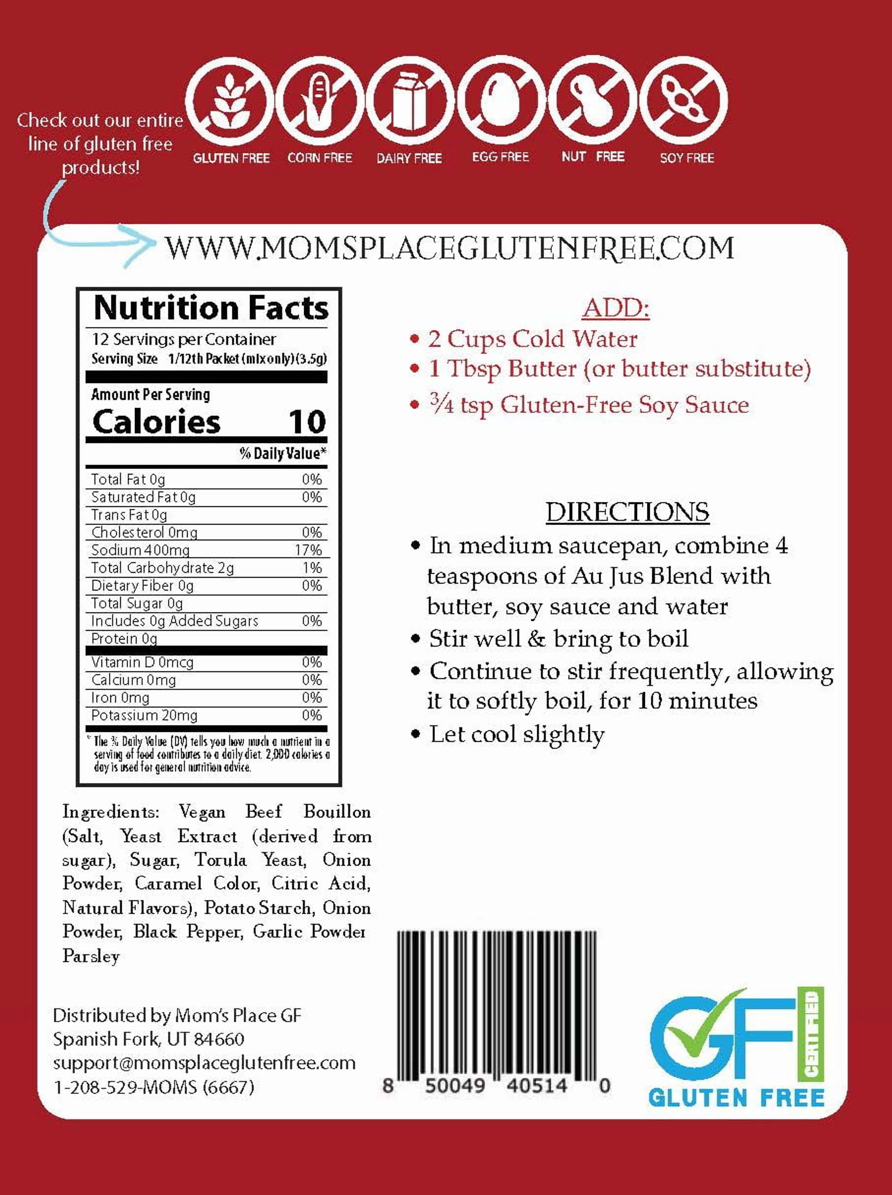 Mom’s Place Gluten-Free & Dairy Free Au Jus Mix, Vegan, Nut Free & Soy Free, 16 servings, 1.4 oz.