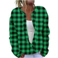 thumbnail image 3 of QATAINLAV Sweaters for Women Long Sleeve Button Down Knit Cardigans Christmas Plaid Open Front Jackets Going Out Tops, Green, M, 3 of 6