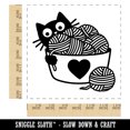 thumbnail image 2 of Cat Playing with Basket of Yarn Knitting Crocheting Square Rubber Stamp Stamping Scrapbooking Crafting - Medium 1.75in, 2 of 7