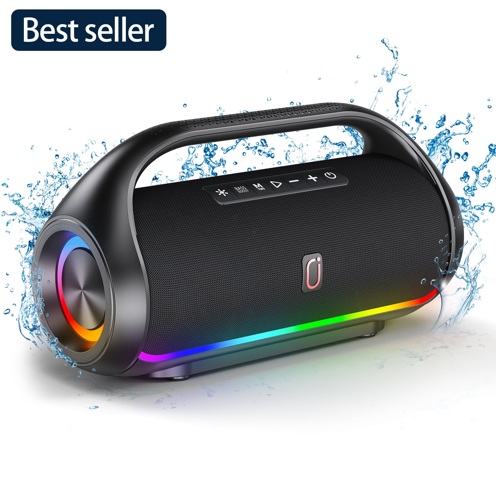JYX Bluetooth Speaker, Portable Speaker with DJ Lights, Deep Subwoofer, Wireless Waterproof Outdoor Speaker for Pool Beach Party, D20