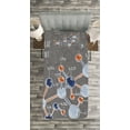 thumbnail image 3 of Ambesonne Grunge Quilted Bedspread Set 2 Pcs, Formula Science Graphic, Twin Size, Dimgray Orange White, 3 of 3