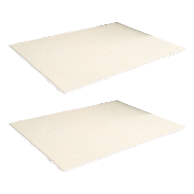 ZheElen 2Pcs Bedroom Carpet Polyester Solid Color Living Room Area Rug Floor Mat White