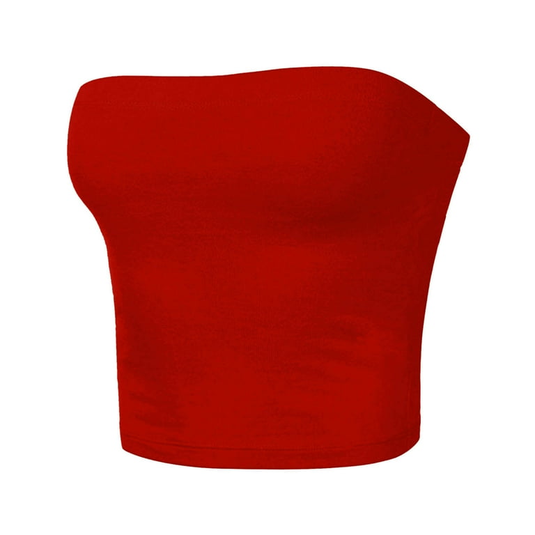 WREESH Womens Fashion Tube Tops Solid Color Sleeveless