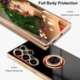 thumbnail image 4 of ORUYROP for Samsung Galaxy S24 Ultra Case with Screen Protector, Built-in 360 Rotation Ring Holder Magnetic Stand, Luxury Shiny Plating Edge Shockproof Electroplated Protective Cover (Black/Go, 4 of 6
