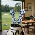 thumbnail image 4 of Yuyamidu Blue Hibiscus Golf Club Head Cover with Soft Lining Blue Flowers Golf Club Cover Waterproof PU Leather Hybrid Fairway Driver Headcover Golf Gift for Golfers, 4 of 7
