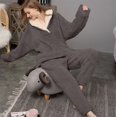 thumbnail image 2 of Uqiangy Plus Size Pjs for Women 3x 2 Piece Sets for Women Long Sleeve Pajamas Travel Outfits for Women Two Piece Fall Set Long Sleeve Pajamas for Women Dark Gray XL, 2 of 5