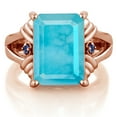 thumbnail image 2 of Gem Stone King 18K Rose Gold Plated Silver Green Turquoise and Blue Created Sapphire Engagement Ring for Women (5.04 Cttw, Gemstone Birthstone, Emerald Cut 14X10MM, Size 9), 2 of 5