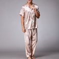 thumbnail image 3 of SWSMCLT Men's Short Sleeve Pajama Set Satin Pajamas Dragon 2 Piece Fall Lounge Silky Thin Valentines Day Pjs Umber X-Small, 3 of 4