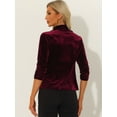 thumbnail image 3 of DARING DIVA Women's Velvet Shawl Lapel Collar Open Front Cardigans XL Burgundy, 3 of 6