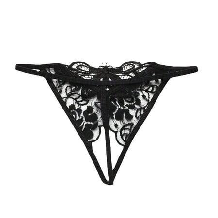 

Panties For Women Rose Embroidered Transparent Low Waist Low Grade Thongs Underwear