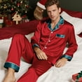 thumbnail image 5 of Resicozy Family Matching Pajamas Set Fashion Plain Button Holiday Xmas Pajamas Sets Long Sleeve Comfy Loungewear Wine Men 2XL, 5 of 6