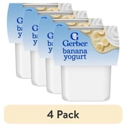 (4 pack) Gerber Yogurt Blends Stage 3 Baby Snacks Banana, 4 oz Tubs (Pack of 2)