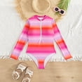 thumbnail image 2 of BOBOGOJP Girls One Pieces Swimsuit Long Sleeve Rash Guard Swimswear Beach Bathing Suit Sun Protection UPF 50+ Gradient 2-12 Years Hot Pink for Size 12-13 Years, 2 of 7
