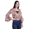 thumbnail image 3 of Moomaya Printed Womens Crop Top Wrap Style Top Wear Ruffle Long Sleeve Casual Summer Blouse, 3 of 6