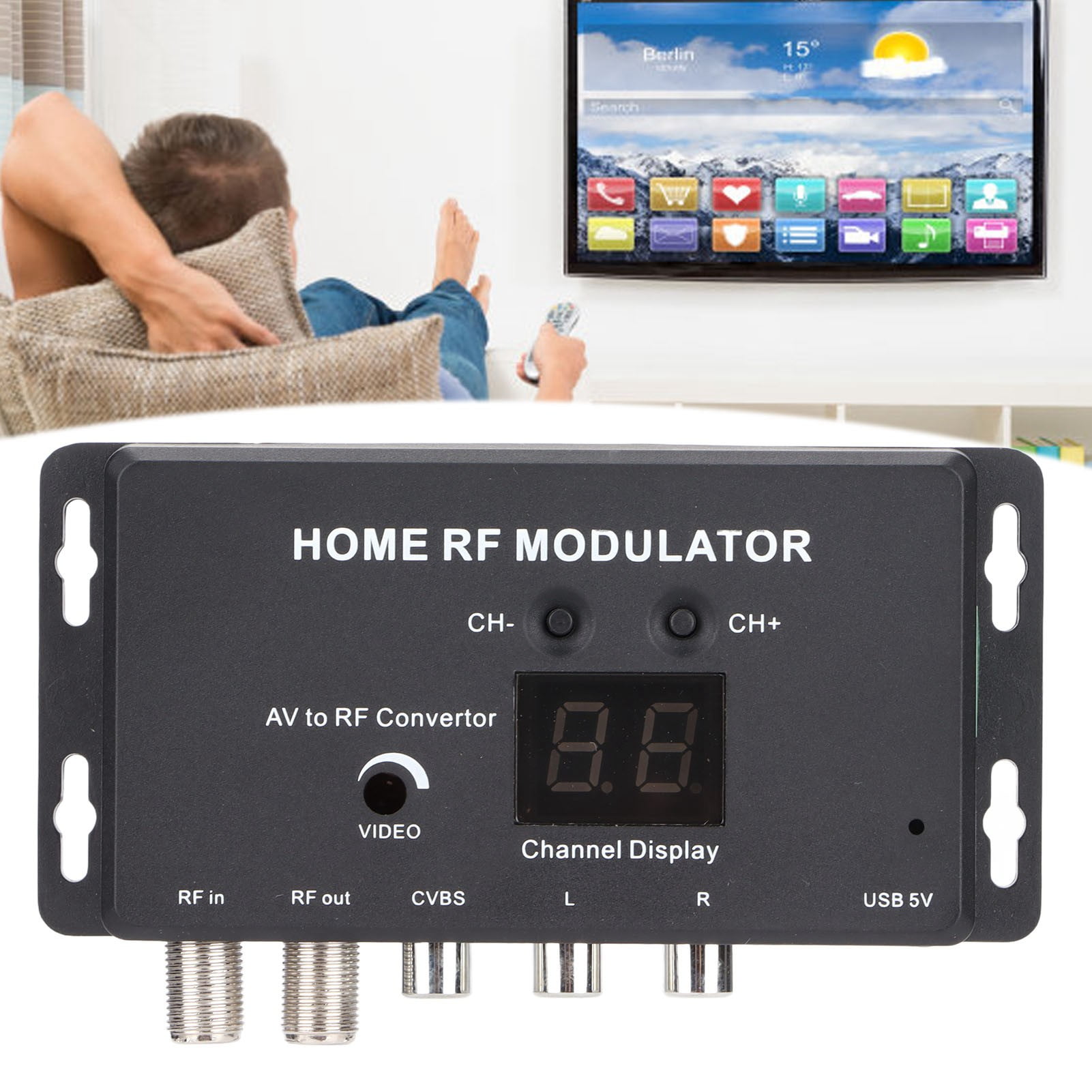 Spptty UHF Modulator Audio And Video To RF Channel Home RF Modulator