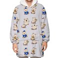 thumbnail image 1 of TheFound Blanket Hoodie Cartoon Animal Print Sherpa Lining Hooded Sweatshirt, 1 of 6