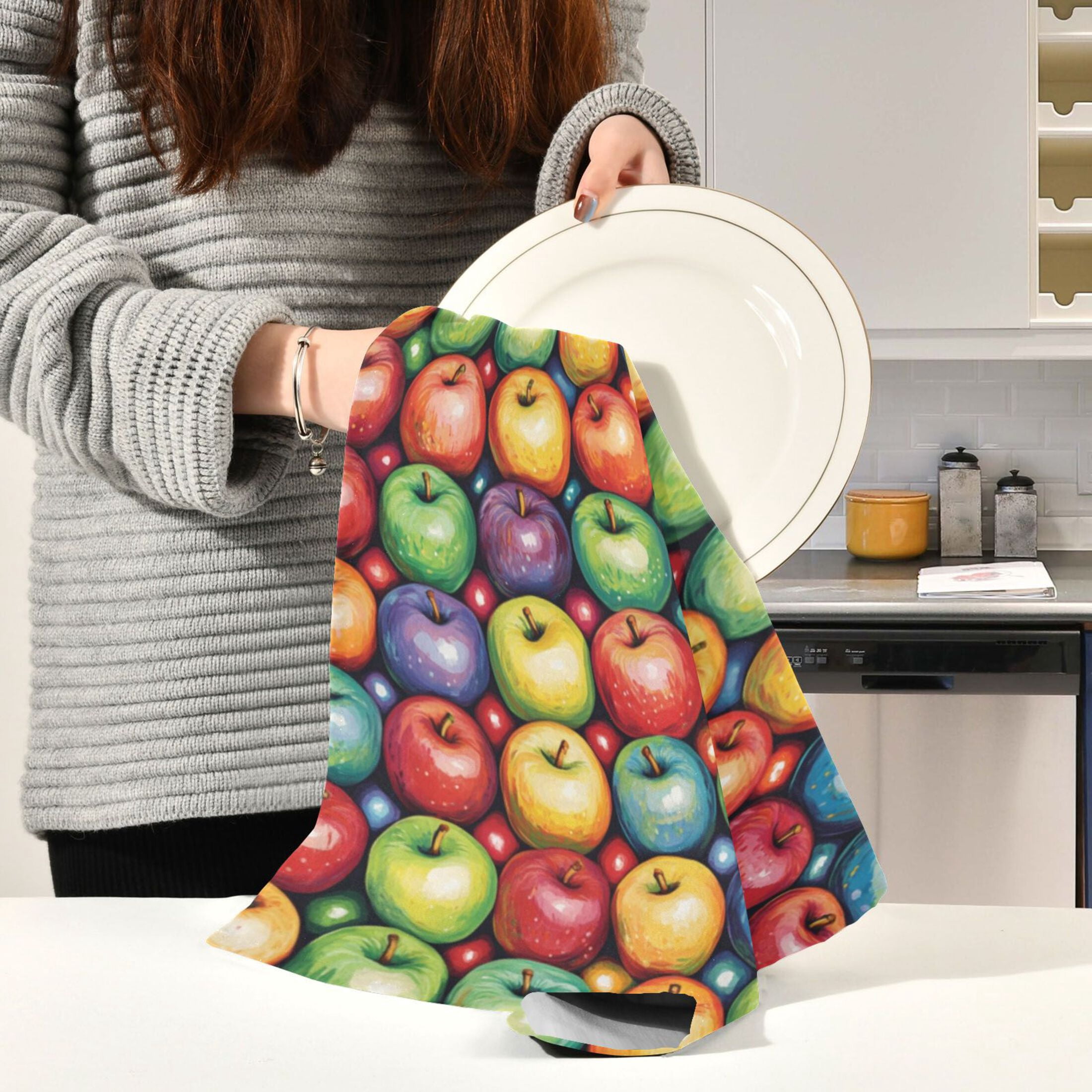 Kitchen Towel 28x18 Inches x6，Plate Towel, Decorative Towel, Napkin, Tea Towel Tea Towels For Kitchen Dish Cloths & Dish Towels Colored Apple Seamless1