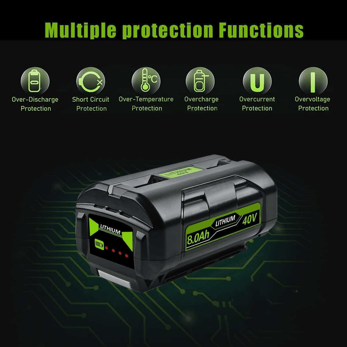 1 Pack 40V 8.0Ah Replacement for Ryobi Battery Compatible with Ryobi Battery 40v Fits for Ryobi 40v Battery 20V OP4060 OP4015 OP4026 OP40201 OP40261 OP4030 OP4040 OP40401 OP4050 OP40501 Fast Charging