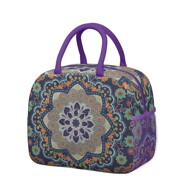 Sac à Lunch Artistique Ethnique Design Paisley Rétro Isolé Sac Thermique pour Extérieur