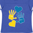 thumbnail image 4 of Inktastic Down Syndrome Awareness with Handprints and Hearts Blue and Yellow Boys or Girls Toddler T-Shirt, 4 of 5