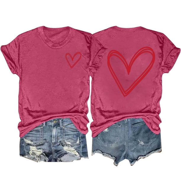 Tops Cortos para las Mujeres, Casual Impreso Delantero Corto Espalda Larga Manga Corta Raglan Cuello Redondo Blusa Hecha de Poliéster, Tops Largos para las Mujeres