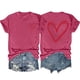 thumbnail image 1 of Tops Cortos para las Mujeres, Casual Impreso Delantero Corto Espalda Larga Manga Corta Raglan Cuello Redondo Blusa Hecha de Poliéster, Tops Largos para las Mujeres, 1 of 3