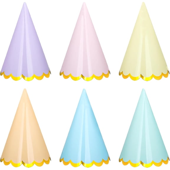 24 Pcs Pastel Birthday Party Hats Colorful Cone Birthday Hats Rainbow Cone Paper Hat with Elastic String for Baby Shower Bridal Wedding Party Supplies