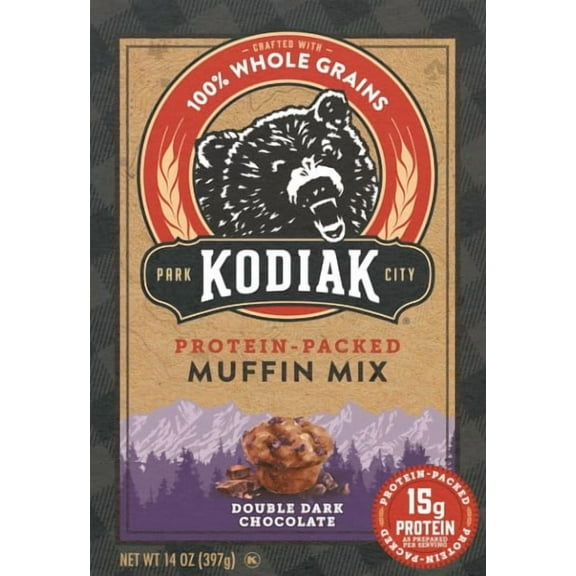Kodiak Protein Packed Muffin Mix, Double Dark Chocolate, 14 oz (Pack of 2)