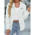 thumbnail image 4 of Women'S Long Sleeve Full Zip Soft Warm Fleece Jacket White XXL, 4 of 7