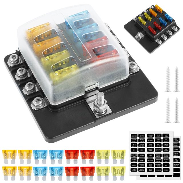 8 Way Fuse Box Holder Block 32V 100A Blade Fuse Block with Indicator and Cover Waterproof Circuit Fuse Box Dust-Proof Car Marine Fuse Panel for Car Marine RV