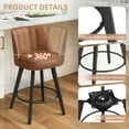 thumbnail image 5 of Dycanpo 26" Counter Height Bar Stools with Back Set of 2, Swivel Leather Barstool Upholstery for Kitchen, Brown, 5 of 9