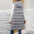 thumbnail image 6 of Long Vest for Women Sleeveless Side Zipper Long Puffer Vest Lightweight Warm Zip up Hooded Jacket for Fall and Winter Gray XXXL, 6 of 9